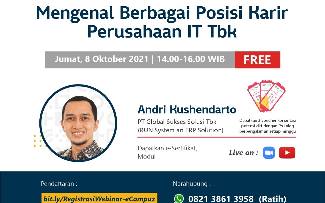 Webinar eCampuz Series 50 ‘Mengenal Berbagai Posisi Karir di Perusahaan IT Tbk’